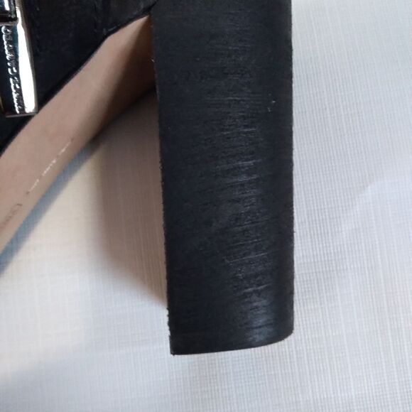 Vince Camuto Black Sammson Suede Leather Peep Toe Strappy Heel Sandal Women's 9 - Picture 12 of 13